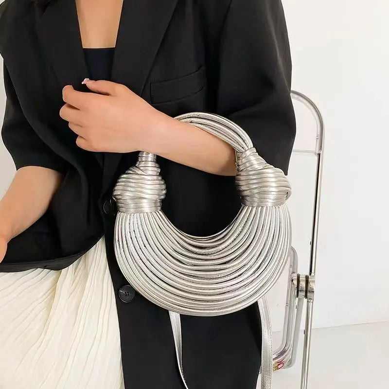 Women's Gold Handwoven Hobo Evening Clutch