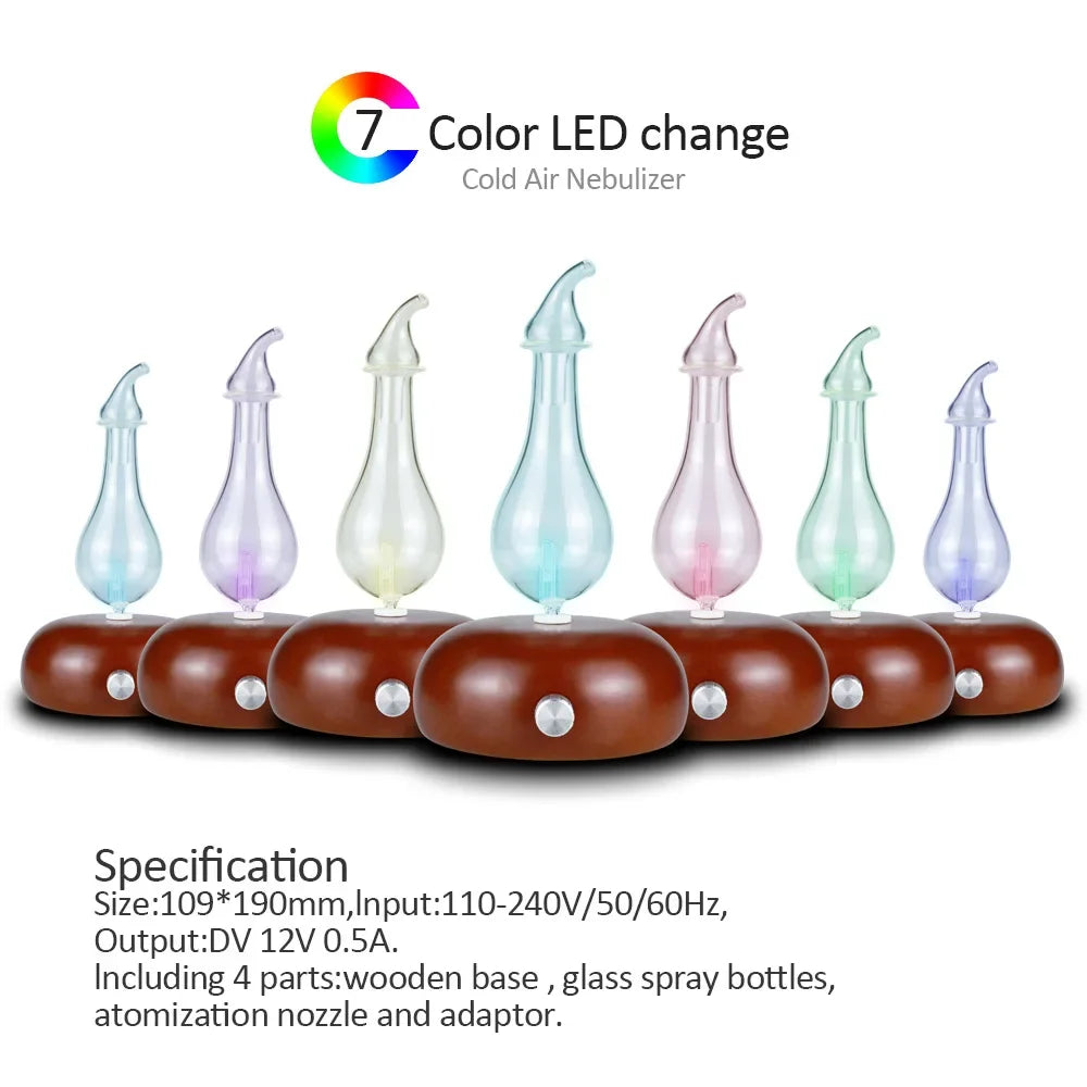 Waterless Nebulizer Wood Glass Oil Diffuser