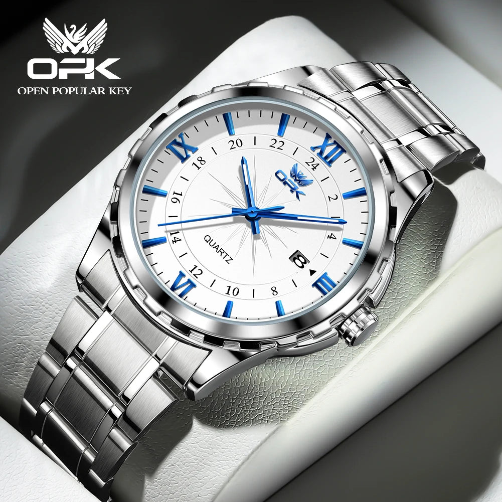 OPK Men's Steel Dual Calendar Quartz Watch