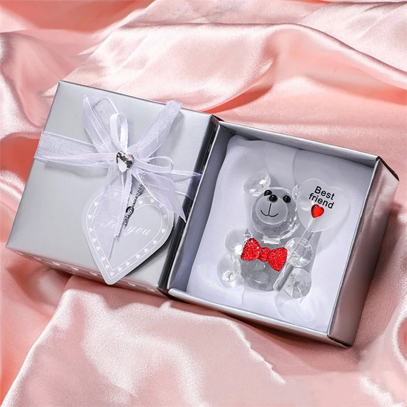 Crystal Bear Rose Gift Box Valentine