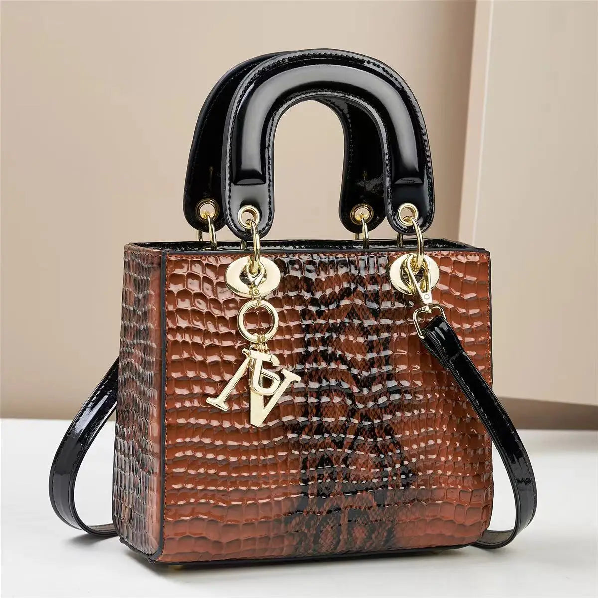 Women's Bright Leather Crossbody Shoulder Bag