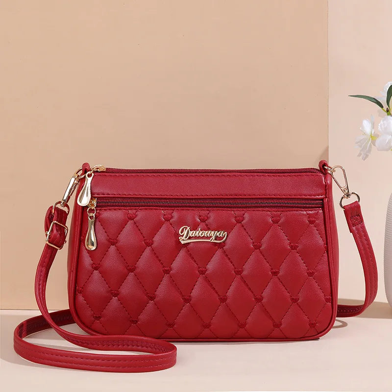 Embroidery Zipper Crossbody Bag