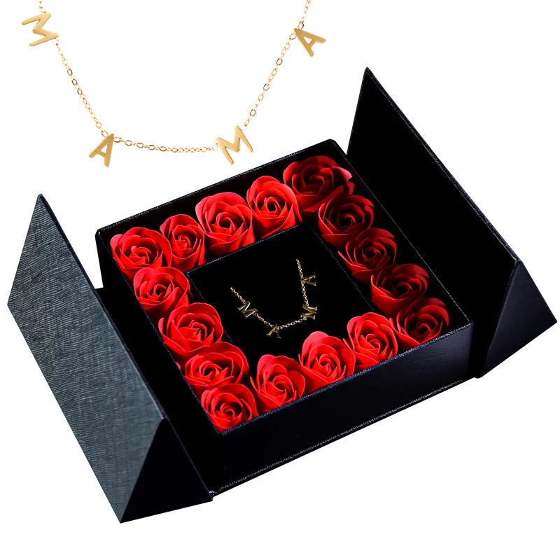 Women's Pendant Necklace Soap Rose Gift Box