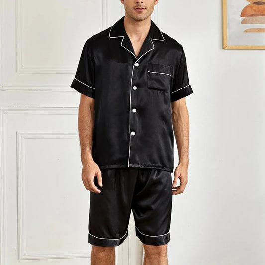 Men's Solid Short Sleeve Summer Pajama Set