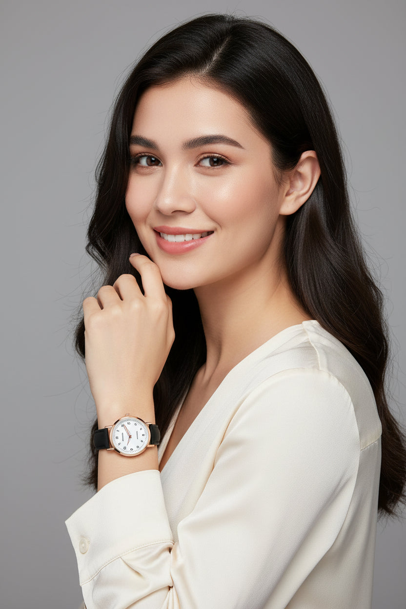 Women's Small Dial Leather Quartz Watch