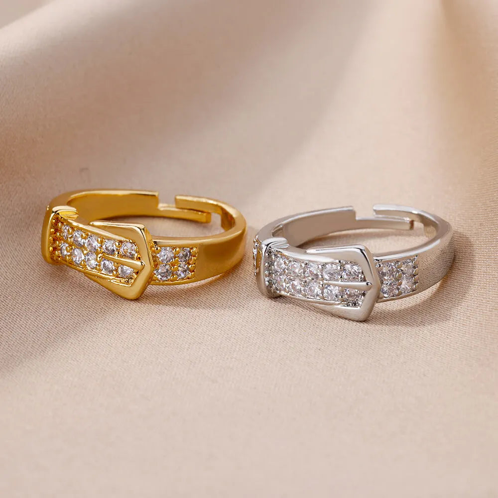 Zircon Steel Belt Finger Ring
