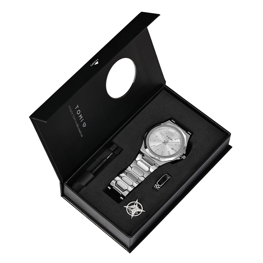 TOMI Men's Rose Gold Quartz Watch Gift Set