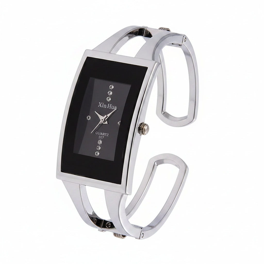 Women's Crystal Bangle Stainless Steel Quartz Watch