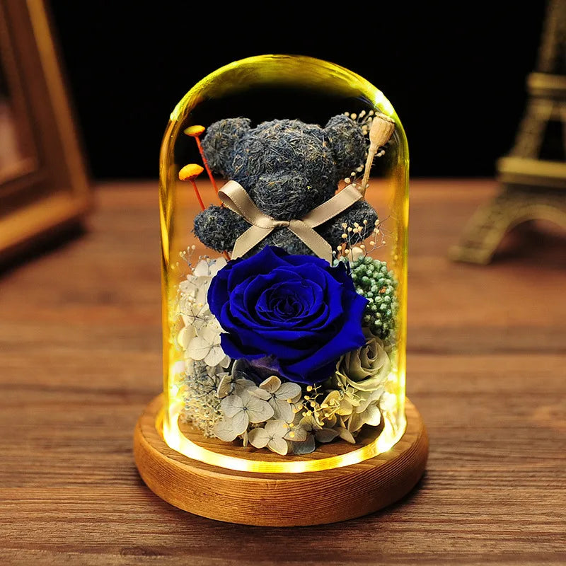 Eternal Rose Flower Box Teddy Bear LED Gift