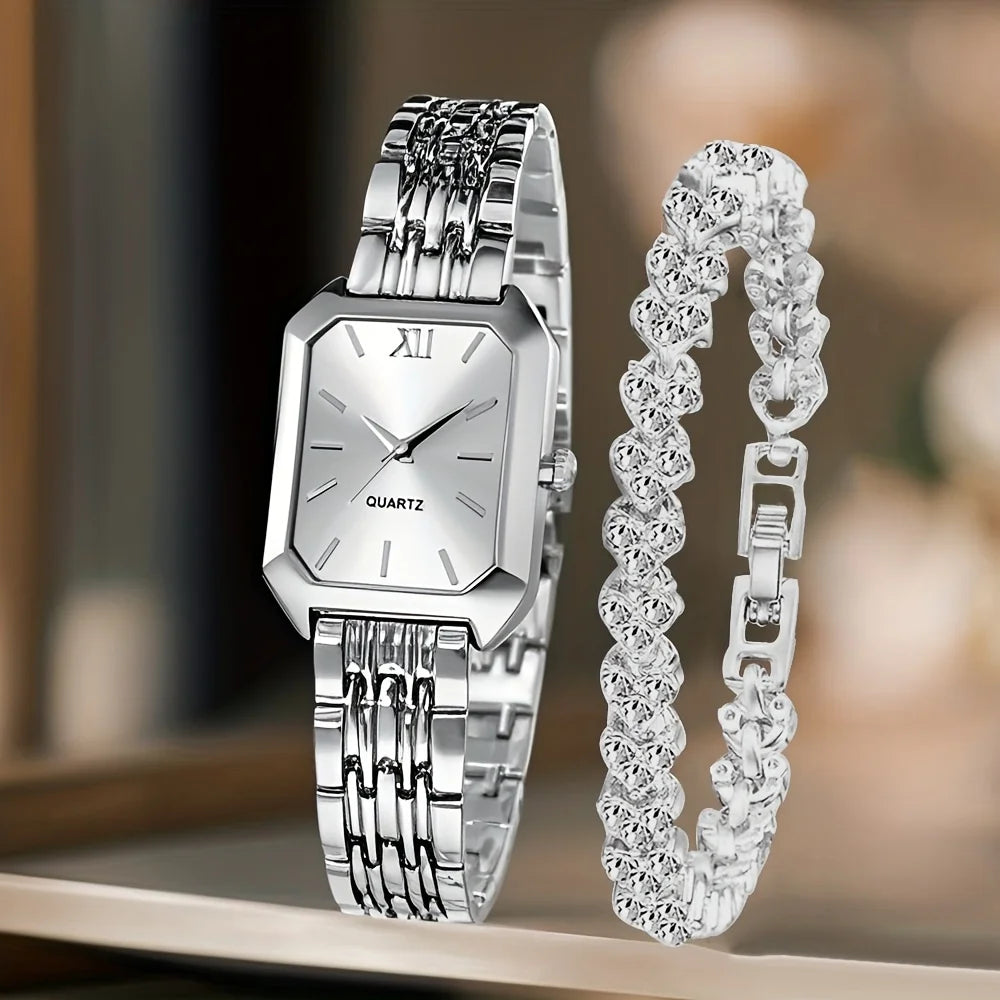 Women's Heart Chain Quartz Watch Set