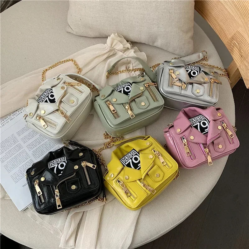 Women's PU Leather Motorcycle Shoulder Bag