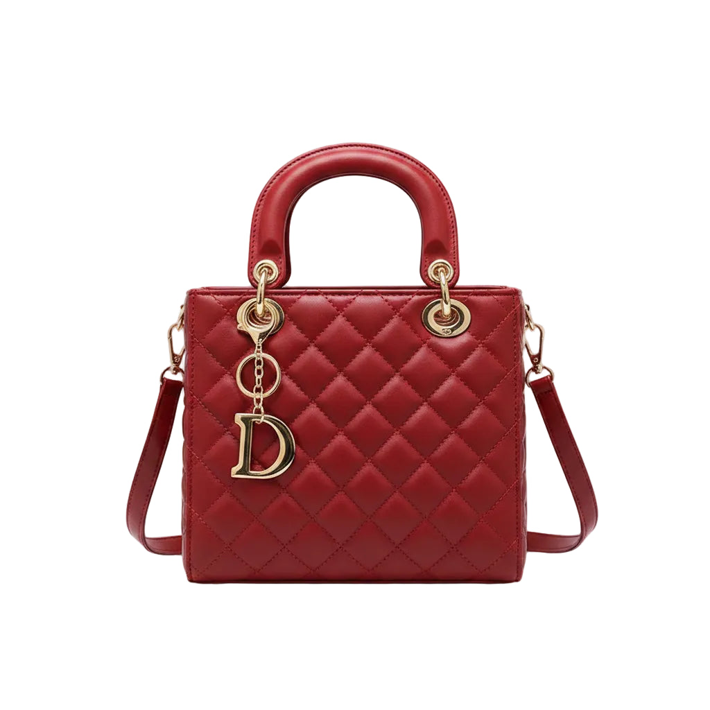 Women's Diamond Grid Top-Handle Crossbody Bag