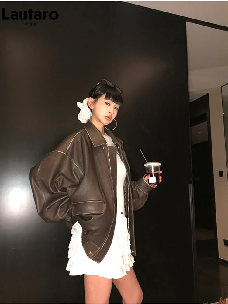 Distressed Faux Leather Jacket