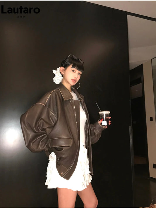 Distressed Faux Leather Jacket