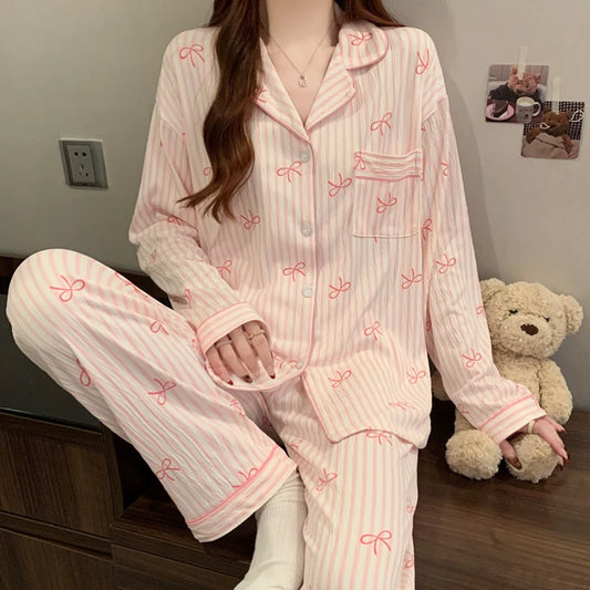Women's Pink Bow Harajuku Pajama Set