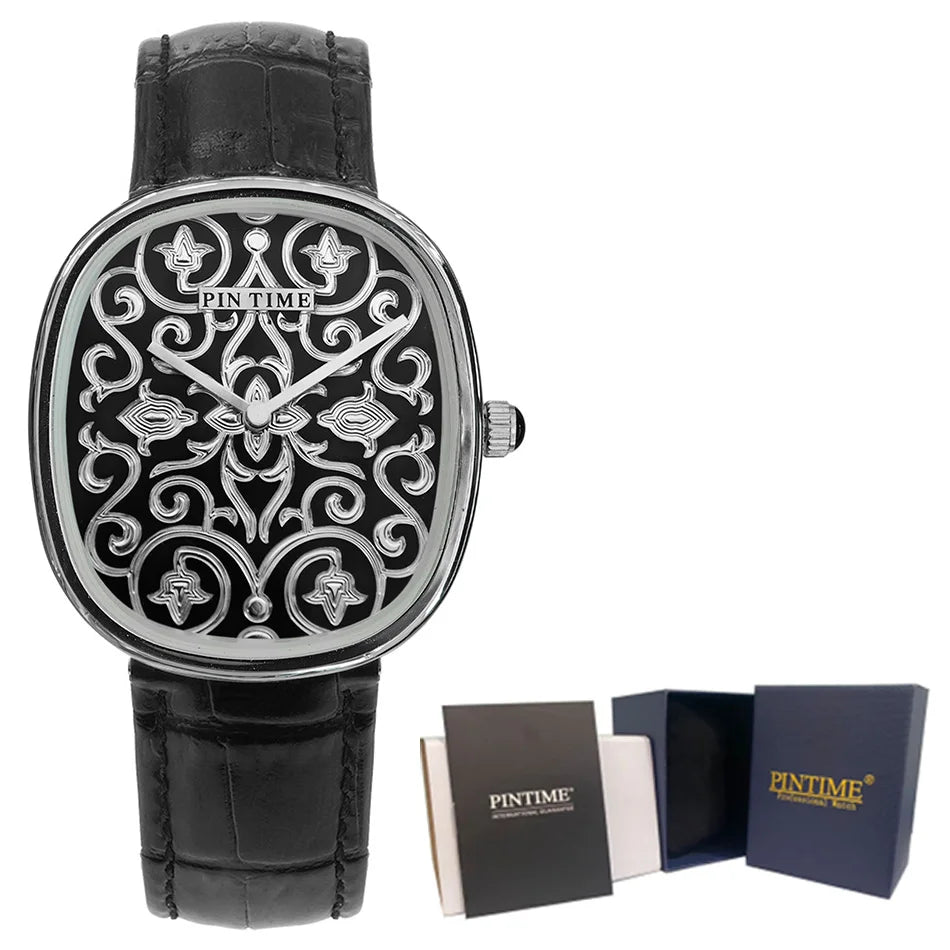 Oval Leather Watch Men