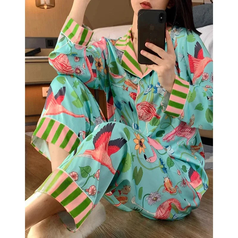 Women's Floral Bird Luxury Pajamas