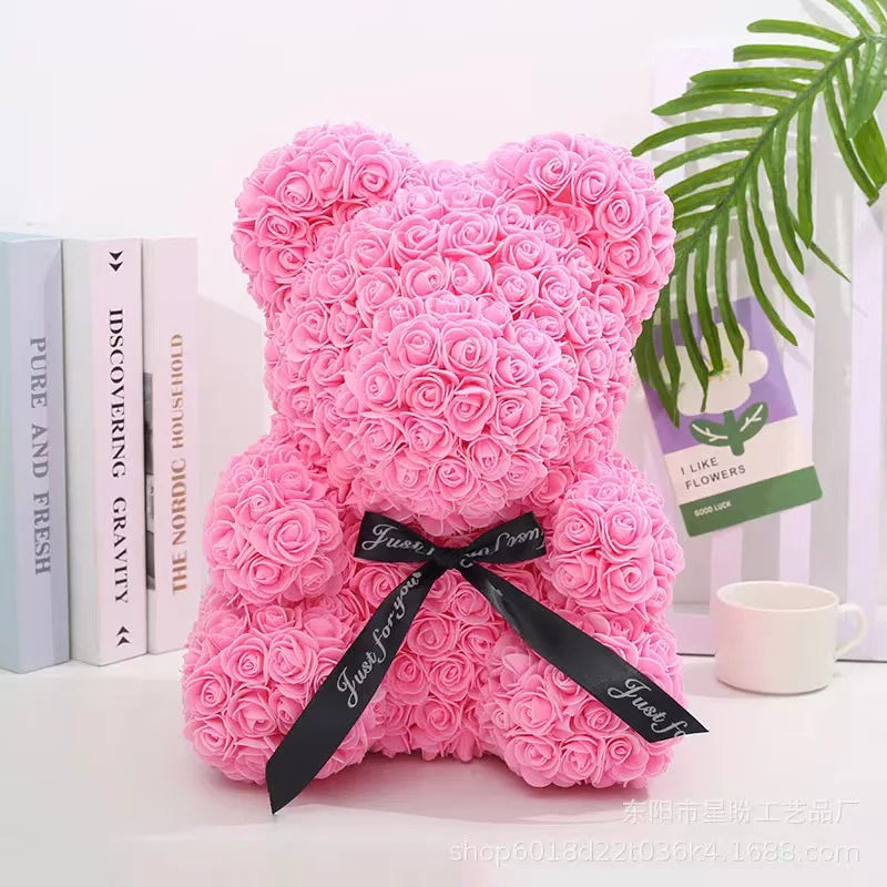Rose Bear with Simulated Flowers