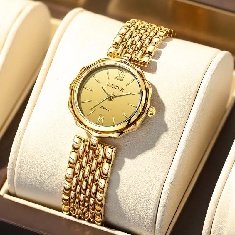 LIGE Gold Waterproof Ladies Watch