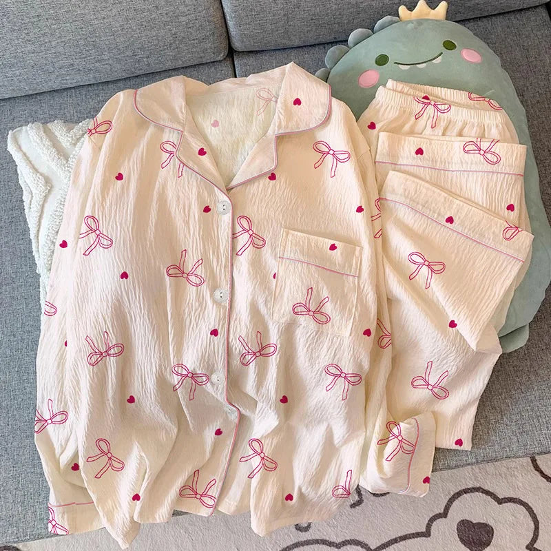 Girls Wrinkle Fabric Pajama Set