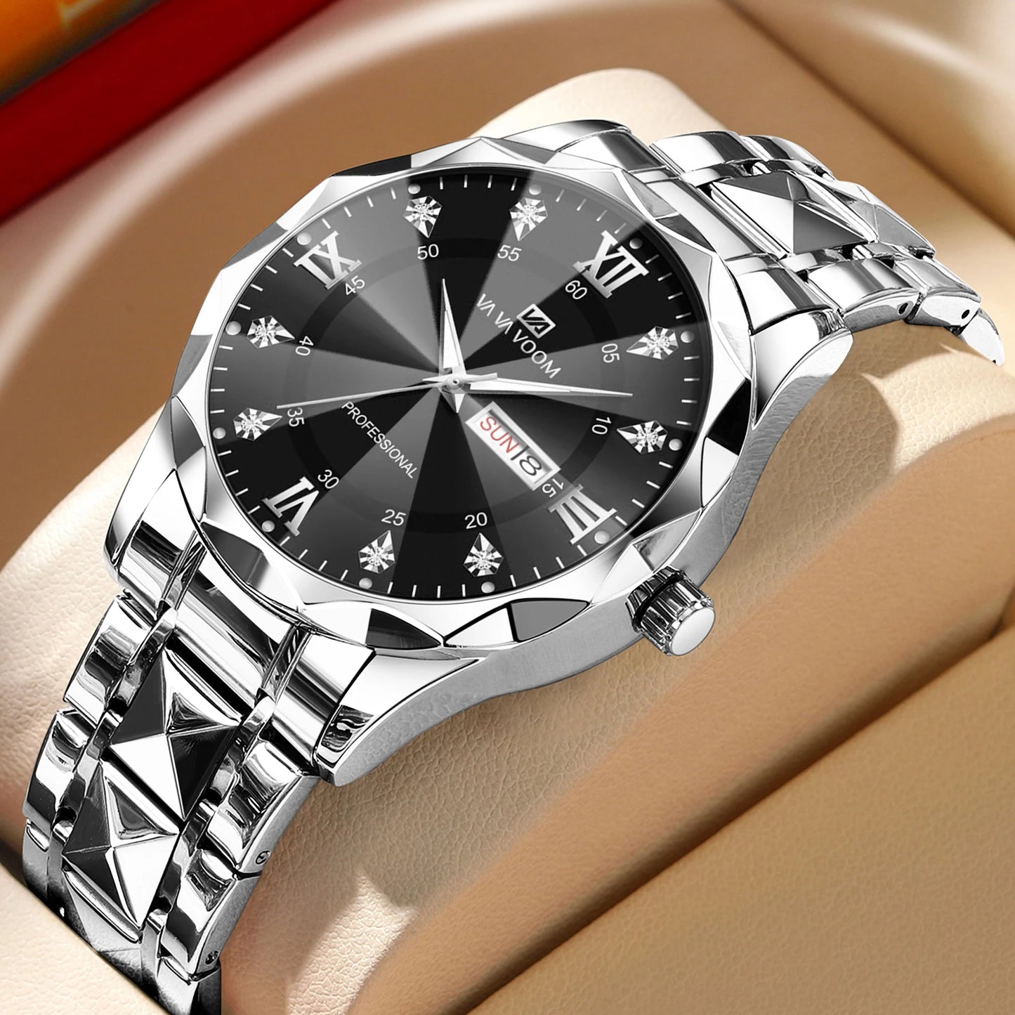 Diamond Dual Calendar Quartz Watch