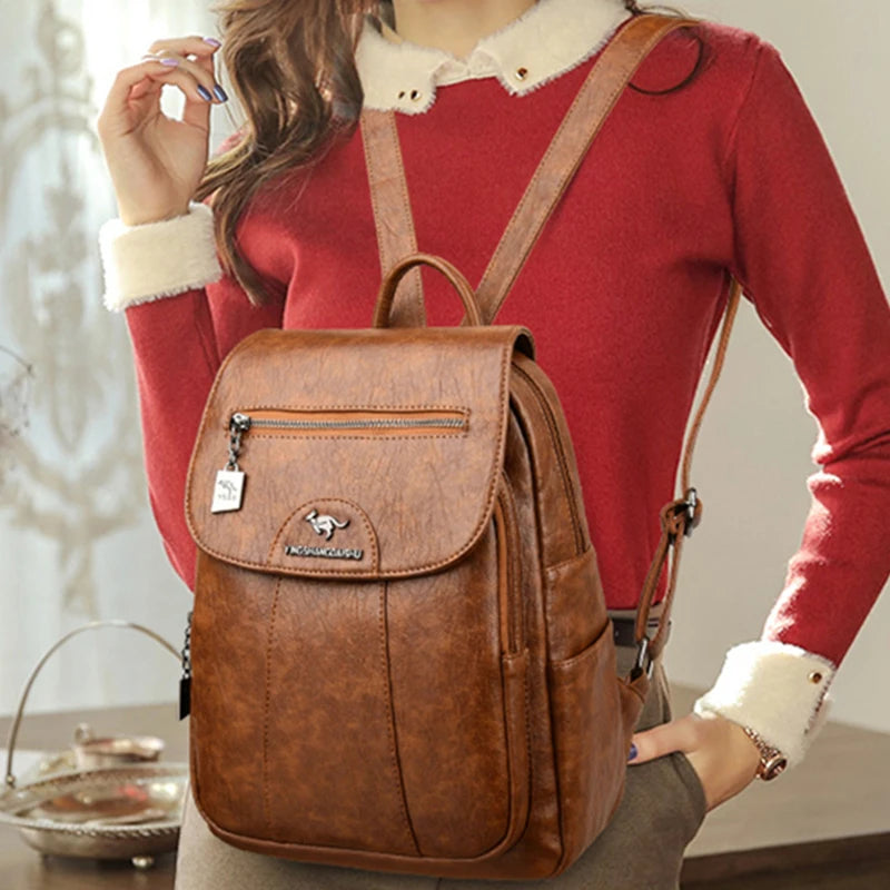 Soft Leather School Backpack