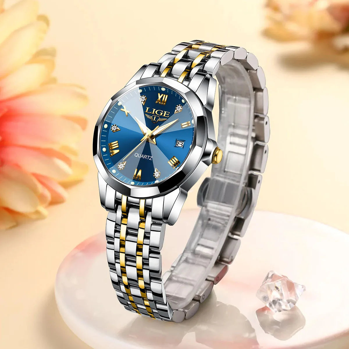 LIGE Luminous Date Steel Watch