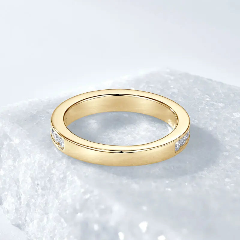 Moissanite Silver Wedding Band Ring