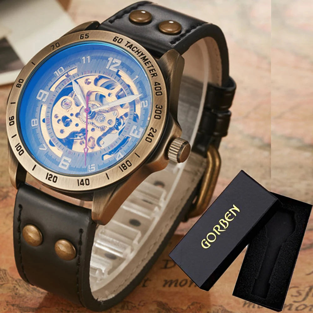 Men's Retro Leather Mechanical Watch