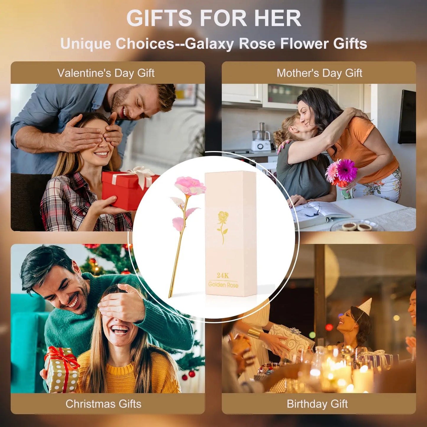 Pink Glitter Rose Crystal Base Gift Box
