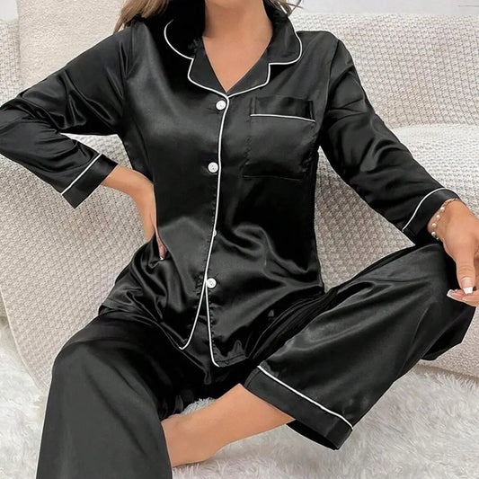 Women's Silk Button Pajama Set