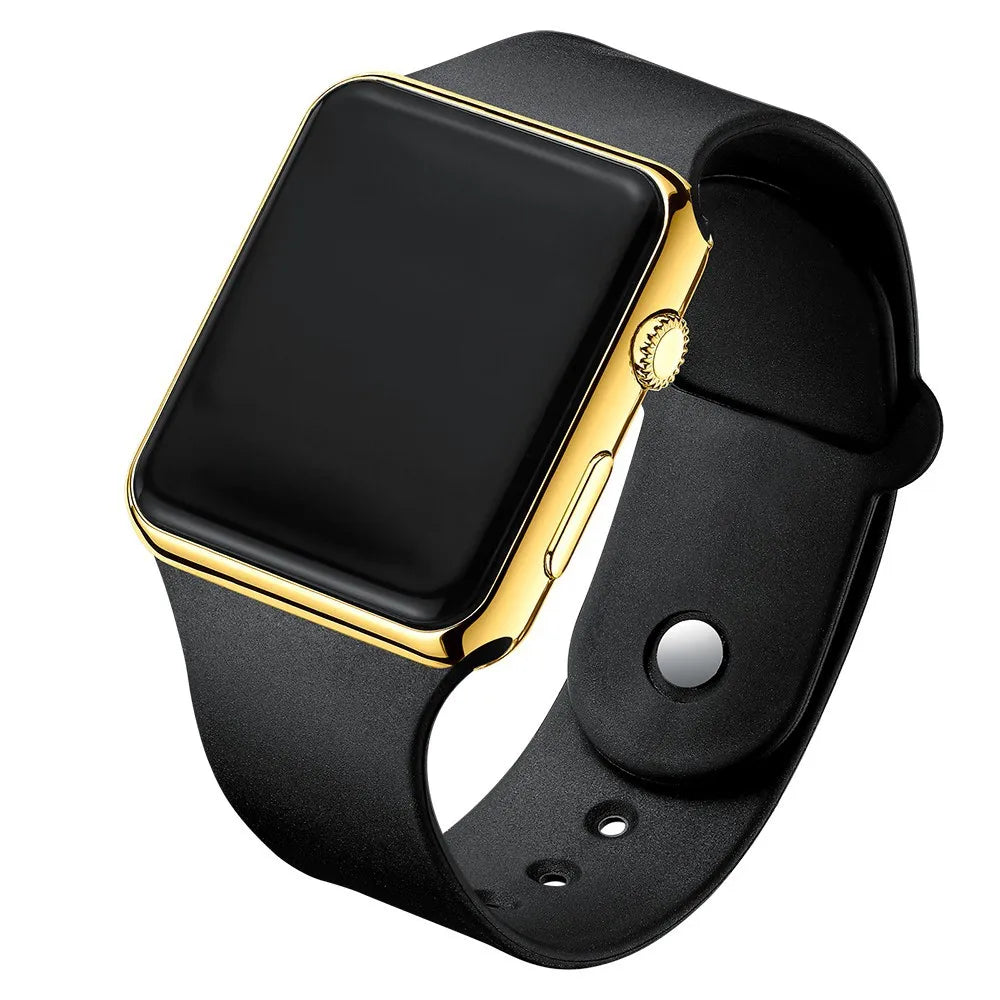 Men's Black Silicone LED Watch