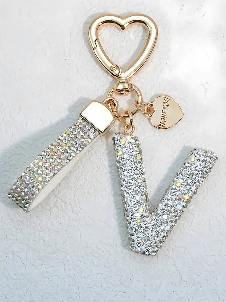 Crystal Initial Letter Keychain