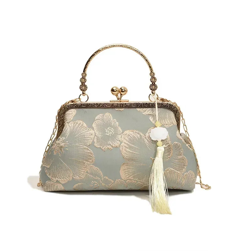 Embroidered Silk Shoulder Bag