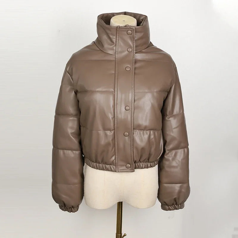 PU Leather Zipper Women Jacket