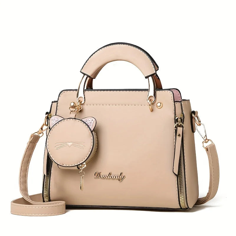 Women's Cat Satchel Top Handle Shoulder Bag