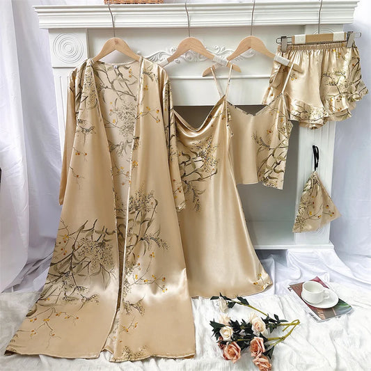 Women's 5-Piece Kimono Pajama Set
