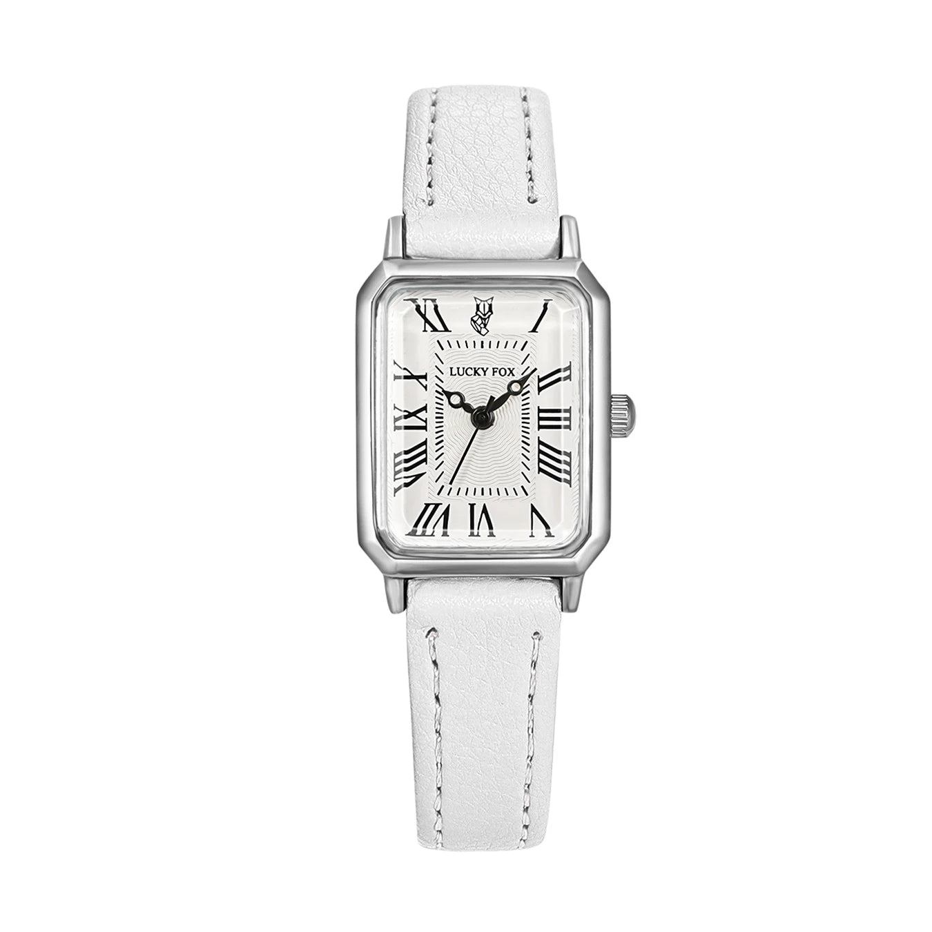 Women's Rectangle Roman Dial Leather Quartz Watch