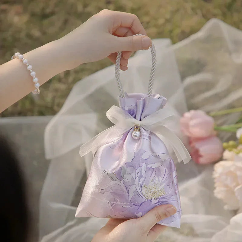 Bow Drawstring Gift Pouch Wedding Party