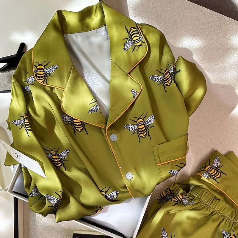 Print Satin Women Pajama Set