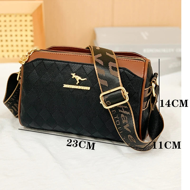Checkered PU Leather Shoulder Bag