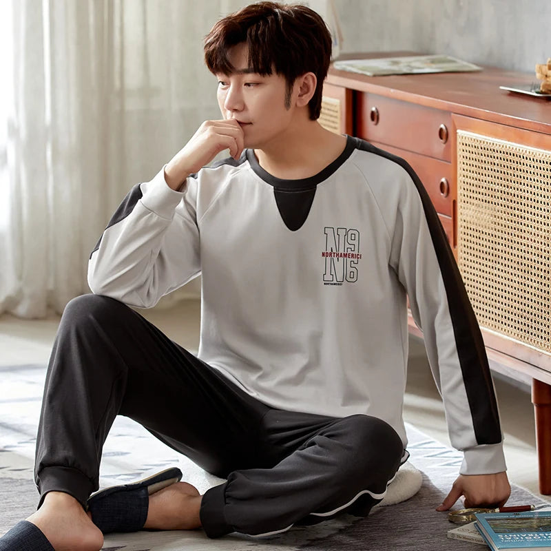 Cotton O-Neck Men Pajama Set