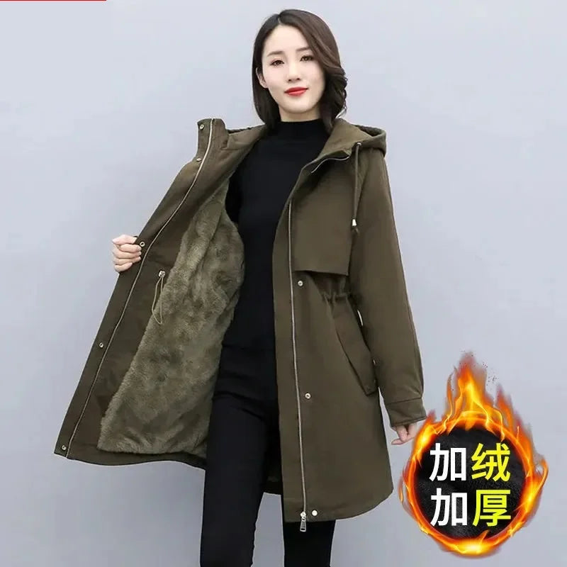 Hooded Velvet Women Parka