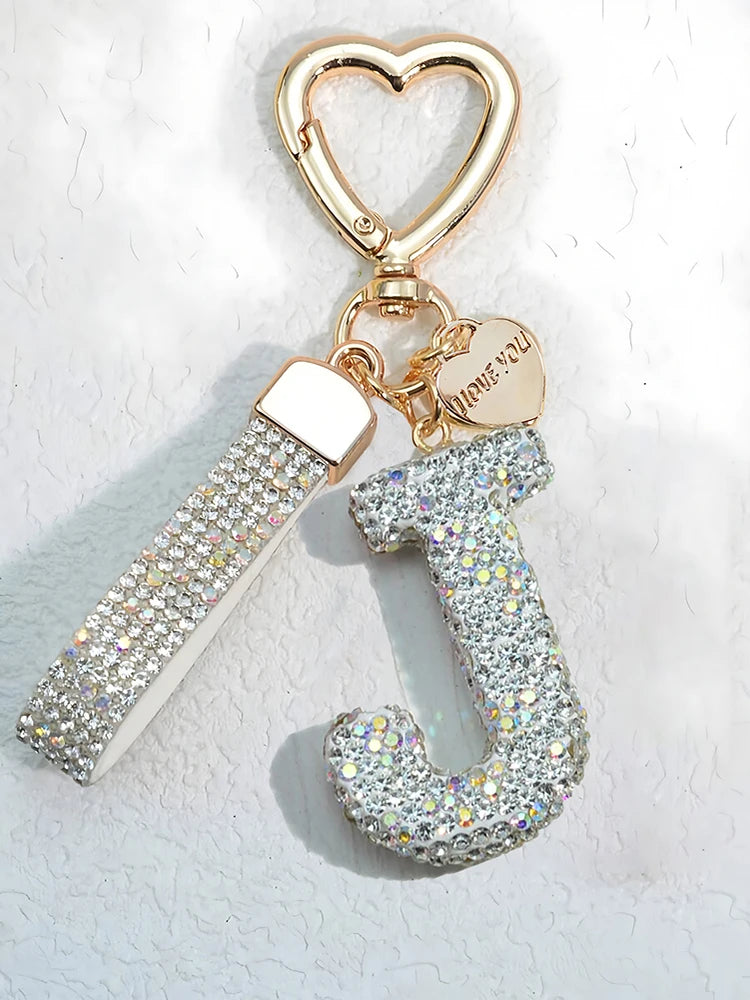 Crystal Initial Letter Keychain