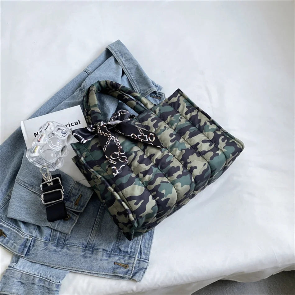 Quilted Silk Scarf Crossbody Bag