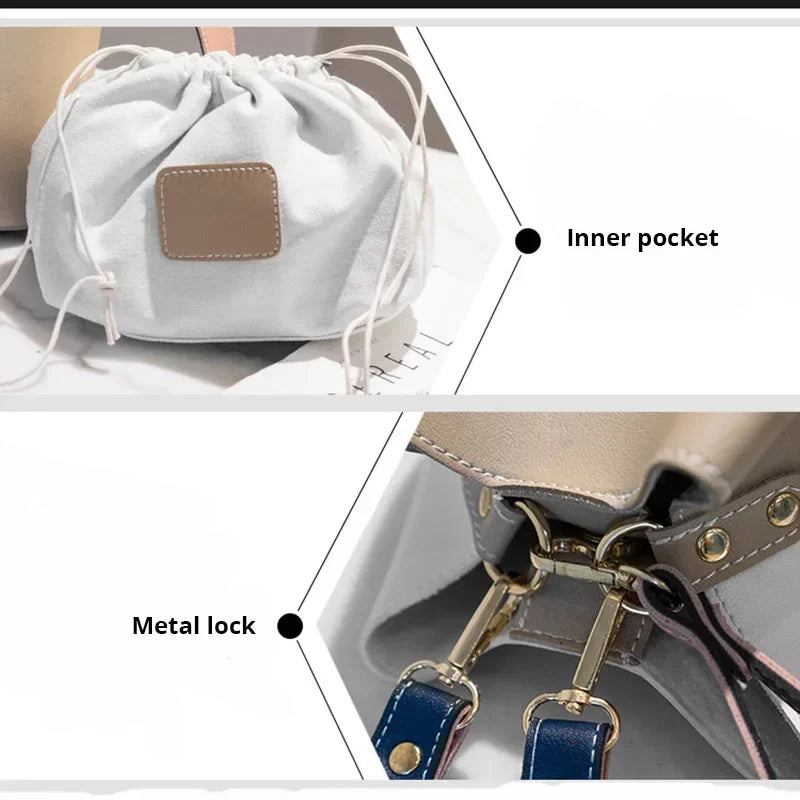 PU Leather Bucket Crossbody Bag