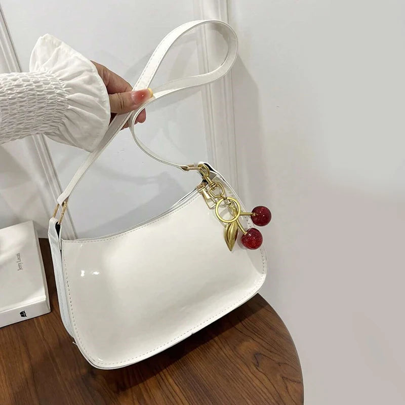 Leather Shoulder Bag Cherry