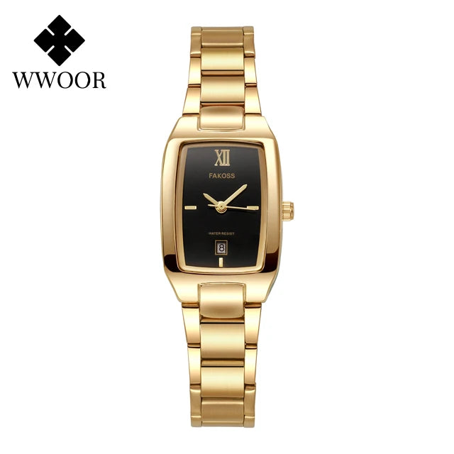 WWOOR Square Gold Steel Watch