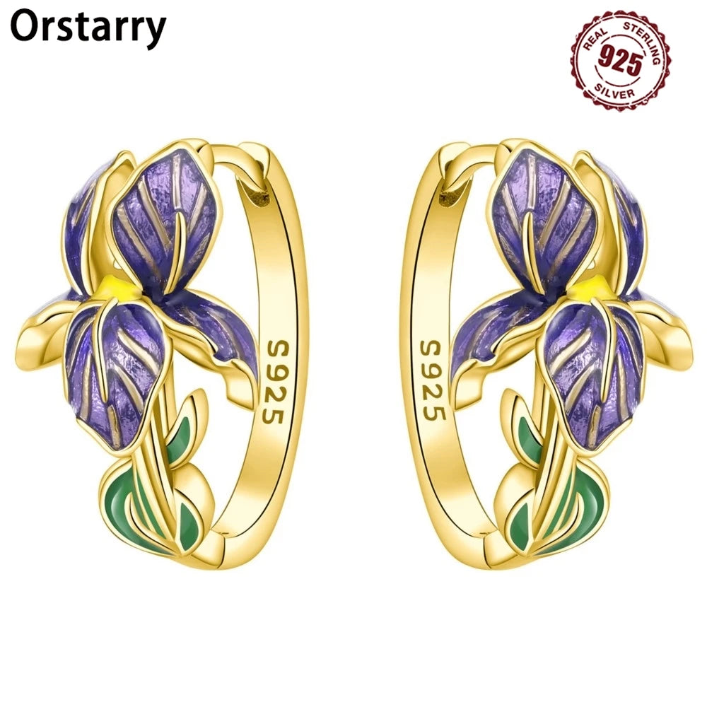 Women's S925 Silver Iris Hoop Earrings