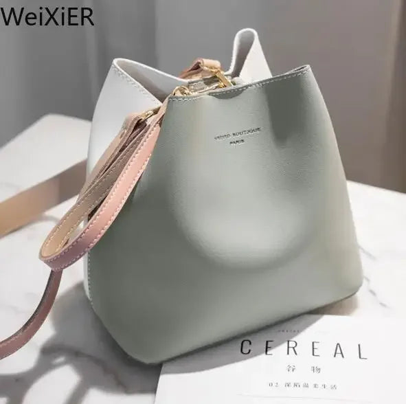 PU Leather Bucket Crossbody Bag